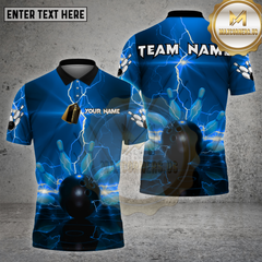 Maxcorners Bowling Shirt Bowling Ball Lightning Pins Multioptions Personalized Name, Team Name Unisex 3D Shirt (4 Colors)