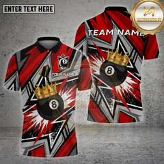 Maxcorners Billiards Shirt 8 Ball Crown Splash Multioptions Personalized Name, Team Name Unisex 3D Shirt (4 Colors