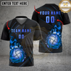 Maxcorners Volleyball Golden Fire Minimal Luxury Style Multicolor Options Personalized 3D V-neck T-Shirt