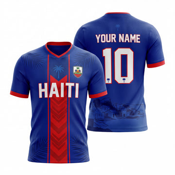 Maxcorners Haiti Soccer Team Fan 3D Jersey Shirt Personalized Football Lover Gift Custom Name Number