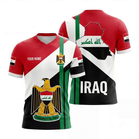 Maxcorners Iraq Soccer Team Fan 3D Shirt Personalized Football Jersey With Name Number