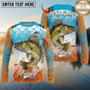 Maxcorners Fishing Retro Scale Pattern Personalized Name, Team Name Long Sleeve Shirt (9 Breeds)
