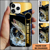Maxcorners Fishing Black Gold Tech Frame Water Splash Personalized Name Phone Case (10 Fish Species)