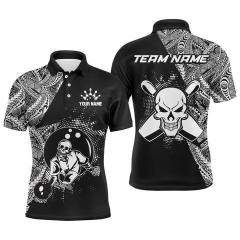 MaxCorners Skull Bowling Jersey Customized Name 3D And Team Name Bowlings Polo Shirt For Men