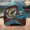 Maxcorners Fishing Red Lightning Water Texture Rope Personalized 3D Cap (12 Fish Species)