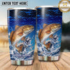 Maxcorners Fishing Tumbler Electric Blue Wave Grid Design Personalized Name Tumbler (13 Species)