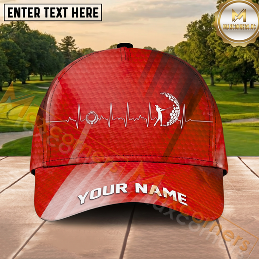 Maxcorners Golf Red Heartbeat EKG Personalized Cap
