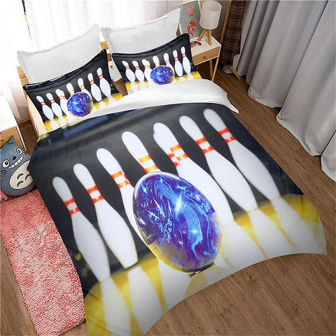 Maxcorners Bowling Ball And Pins 3D Bedding Set