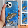 Maxcorners Blue Scale Lightning Water Splash Personalized Name Phone Case (13 Fish Species)
