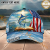 Maxcorners Fishing Faith American Flag Personalized Name 3D Cap (12 Fish Species)