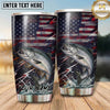 Maxcorners Fishing Tumbler Dark Distressed Flag Stripe Design Personalized Name Tumbler (13 Species)