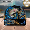 Maxcorners Fishing Blue Tribal Gold Accent Personalized Name 3D Shirt (13 Fish Species)