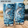 Maxcorners Fishing Tumbler Blue Digital Camouflage Design Personalized Name Tumbler (13 Species)