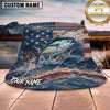 Maxcorners Fishing Patriotic Fishing Flag with Dynamic Water Personalized Name 3D Bucket Hat (13 Fish Species)
