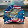 Maxcorners Fishing Distressed American Flag Water Splash Personalized Name 3D Cap (12 Fish Species)