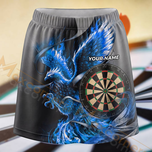Maxcorners Darts Blue Flame Dartboard Personalized 3D Skort, Skirts With Shorts
