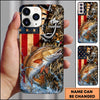 Maxcorners Rustic American Flag Woodland Personalized Name Phone Case (13 Fish Species)