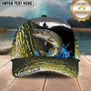 Maxcorners Fishing Green Scale Angler Silhouette Water Splash Personalized Name 3D Cap (12 Fish Species)