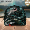 Maxcorners Fishing Dark Ocean Swirl Rod Splash Personalized 3D Cap (12 Fish Species)