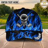 Maxcorners Golf Skull and Crossed Clubs Flame Pattern Personalized Name 3D Classic Cap