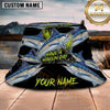 Maxcorners Fishing Blue Yellow Sport Water Splash Personalized 3D Bucket Hat (13 Fish Species)