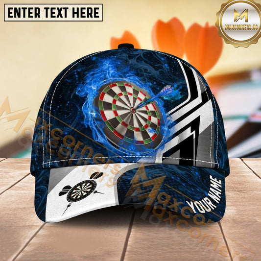 Maxcorners Darts Flaming Bullseye Geometric Pattern Personalized Name 3D Classic Cap