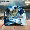 Maxcorners Fishing Blue Scale Water Splash Personalized Name 3D Cap (12 Fish Species)