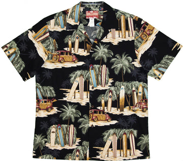 Maxcorners Longboard Woody Beach Shack Men's Hawaiian Shirt