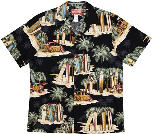Maxcorners Longboard Woody Beach Shack Men's Hawaiian Shirt