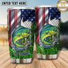 Maxcorners Fishing Tumbler Patriotic Flag Grass Design Personalized Name Tumbler (13 Species)