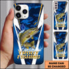 Maxcorners Blue Camo Lightning Water Splash Personalized Name Phone Case (13 Fish Species)