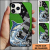 Maxcorners Fishing Neon Green Honeycomb Wave Splash Personalized Name Phone Case (10 Fish Species)