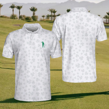 Maxcorners Shamrock Golf Polo Shirt, Mens Golf Shirt, St Patrick's Day Golf Shirt, Gift For Golfer