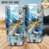 Maxcorners Fishing Tumbler Aqua Doodle Splash Design Personalized Name Tumbler (13 Species)
