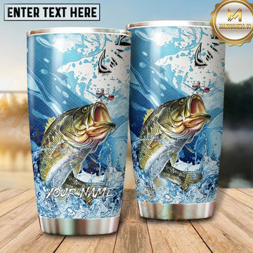 Maxcorners Fishing Tumbler Aqua Doodle Splash Design Personalized Name Tumbler (13 Species)