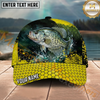 Maxcorners Fishing Yellow Honeycomb Splash Personalized Name 3D Cap (12 Fish Species)