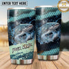 Maxcorners Fishing Tumbler Teal Honeycomb Wave Design Personalized Name Tumbler (13 Species)