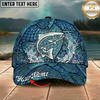 Maxcorners Fishing Blue Scale Water Texture Personalized 3D Cap (12 Fish Species)
