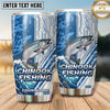 Maxcorners Fishing Tumbler Light Blue Tech Circuit Design Personalized Name Tumbler (13 Species)