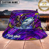 Maxcorners Fishing Neon Skull Angler Water Splash Personalized 3D Bucket Hat (13 Fish Species)