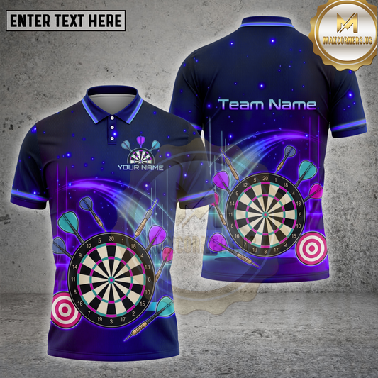 Maxcorners Darts Shirt Neon Dartboard Multiple Options Personalized Name, Team Name 3D Shirt