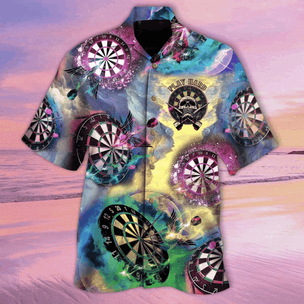 MaxCorners Darts Play Hard Skull  Hawaiian Shirt