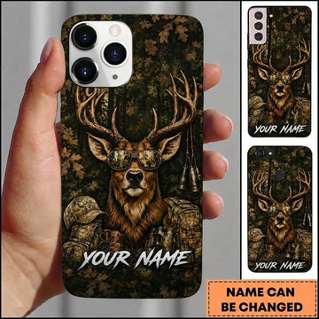 Maxcorners Hunting Deer Sunglasses Camo Gear Customized Name Phone Case