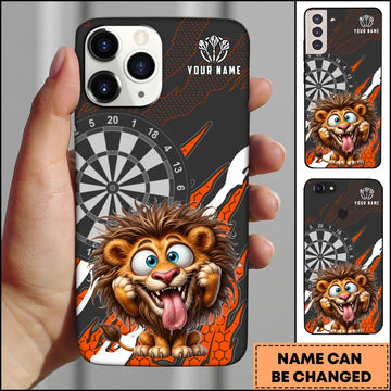 Maxcorners Funny Lion Dartboard Cartoon Crazy Face Style Multicolor Options Personalized Name 3D Phonecase