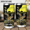 Maxcorners Fishing Tumbler Neon Yellow Sunset Angler Design Personalized Name Tumbler (13 Species)