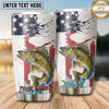 Maxcorners Fishing Tumbler White Patriotic Paint Splatter Design Personalized Name Tumbler (13 Species)