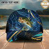 Maxcorners Fishing Luxury Gold Stripe Water Splash Design Personalized Name Classic 3D Cap (9 Breeds)