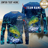 Maxcorners Fishing Dark Water Splash Texture Design Personalized Name, Team Name Long Sleeve Shirt (9 Breeds)