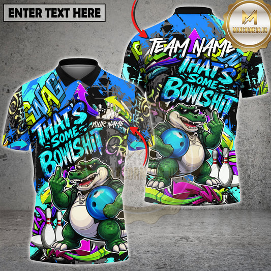 Maxcorners Lightning Alligator Bowling Cool Cartoon Multicolor Options Personalized Name, Team Name 3D Shirt (3 Colors)