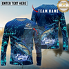 Maxcorners Fishing Dark Water Splash Texture Design Personalized Name, Team Name Long Sleeve Shirt (9 Breeds)